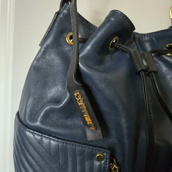 A. Bellucci Blue Leather Drawstring Bag - Picture 5 of 16